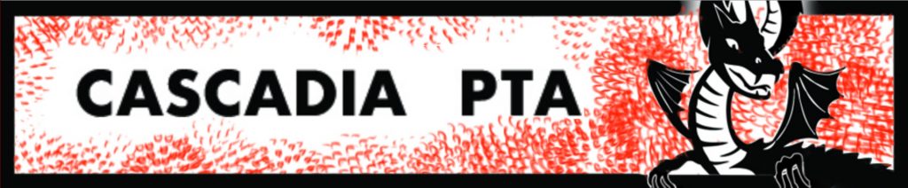 Cascadia PTA banner with dragon at right
